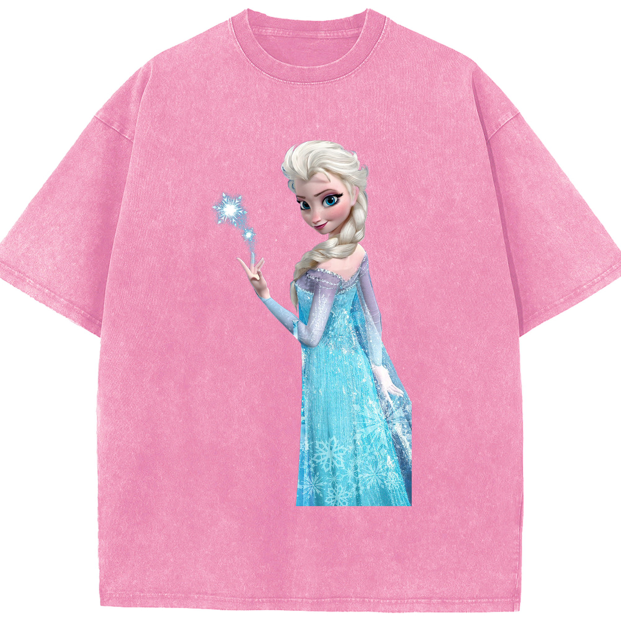 （画像用） アナと雪の女王 アンナ エルサ Frozen Anna Elsa 綿100% ヴィンテージ風 半袖Tシャツ（フロントプリント）